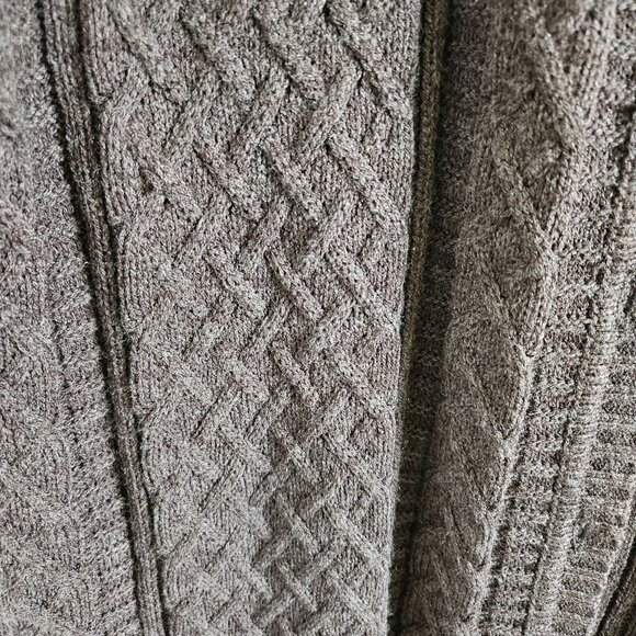 Karen Scott Woman Size M Brown Knee Length Button Up Cable Knit Cardigan Belted - Picture 5 of 9